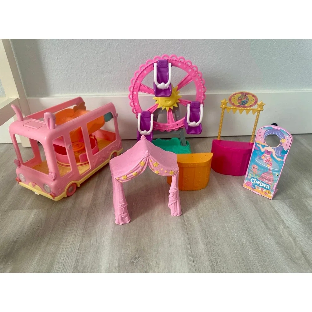 Chelsea Toy Carnival Playset Pink RV Ferris Wheel Tent Stand Mermaid Door Hanger